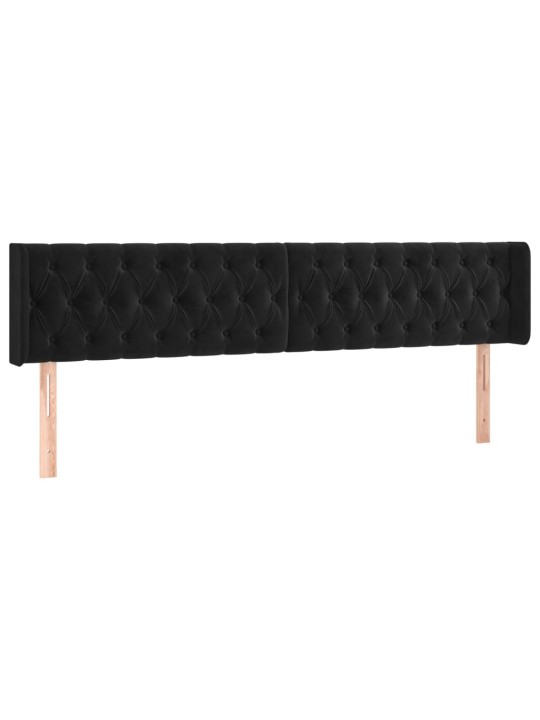 Voodipeats servadega, must, 183x16x78/88 cm, samet