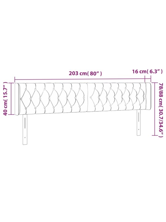 Voodipeats servadega, helehall, 203x16x78/88 cm, samet