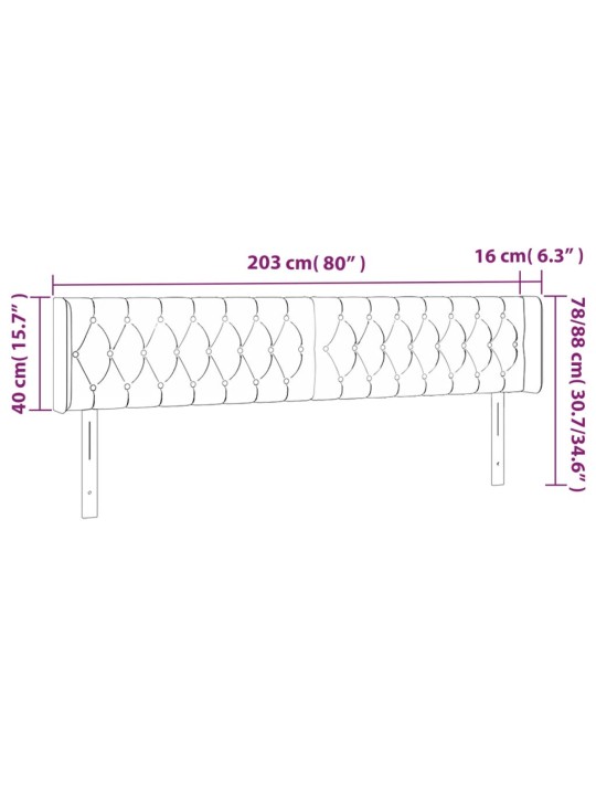Voodipeats servadega, tumeroheline, 203x16x78/88 cm, samet
