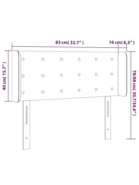 Voodipeats servadega, tumehall, 83x16x78/88 cm, samet