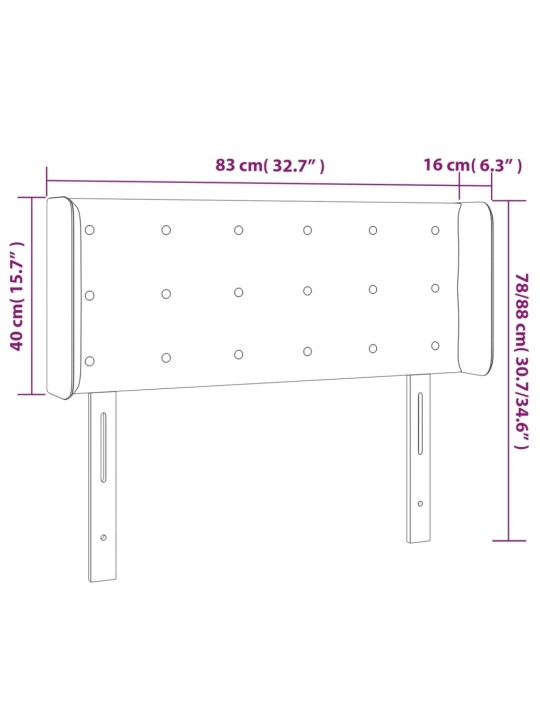 Voodipeats servadega, tumeroheline, 83x16x78/88 cm, samet