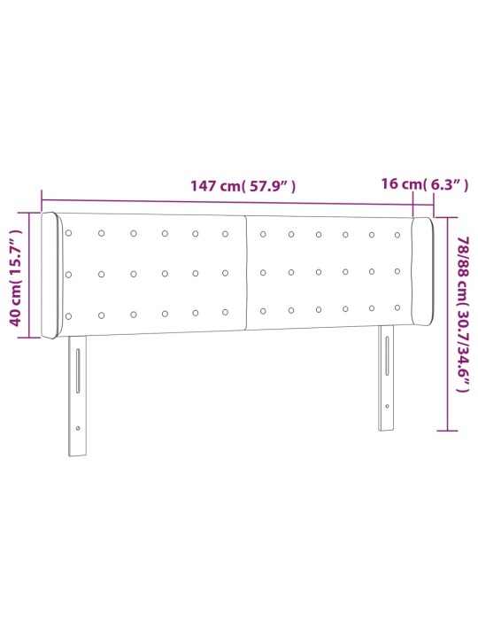 Voodipeats servadega, tumehall, 147x16x78/88 cm, samet