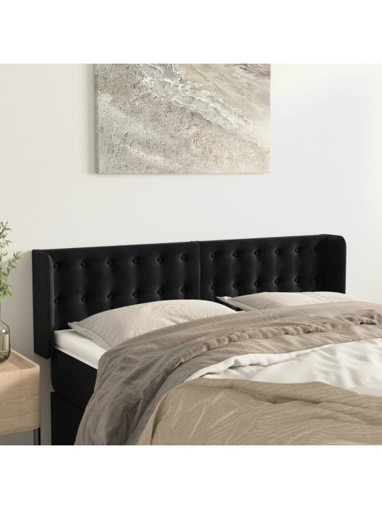 Voodipeats servadega, must, 147x16x78/88 cm, samet