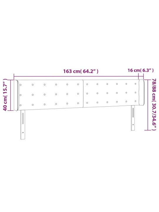 Voodipeats servadega, must, 163x16x78/88 cm, samet