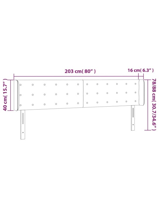 Voodipeats servadega, tumeroheline, 203x16x78/88 cm, samet