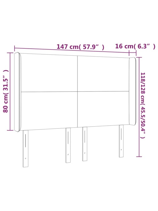 Voodipeats servadega, tumehall, 147x16x118/128 cm, kangas