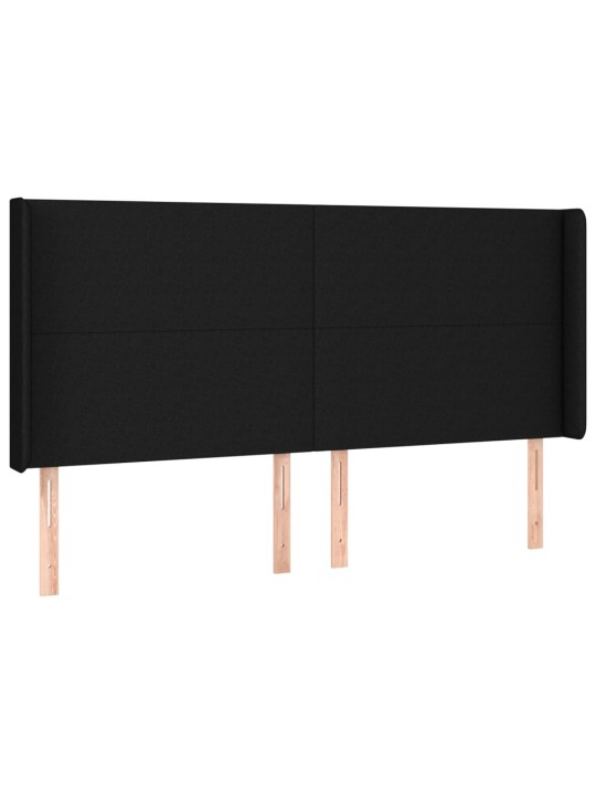 Voodipeats servadega, must, 163x16x118/128 cm, kangas