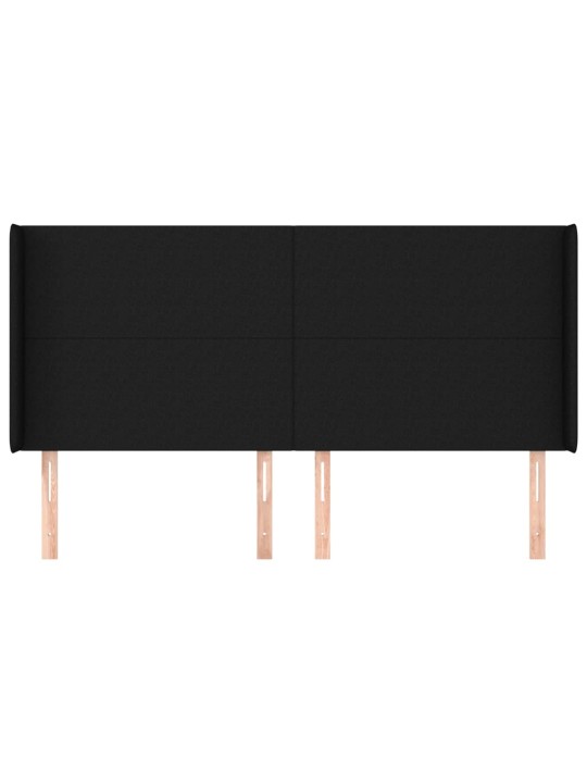 Voodipeats servadega, must, 163x16x118/128 cm, kangas