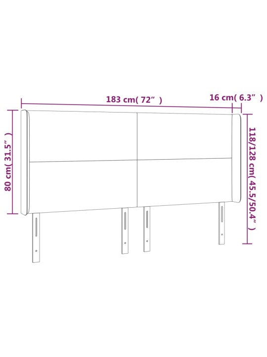 Voodipeats servadega, must, 183x16x118/128 cm, kangas