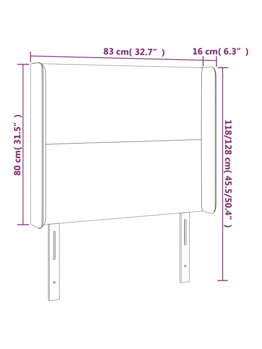 Voodipeats servadega, tumeroheline, 83x16x118/128 cm, samet