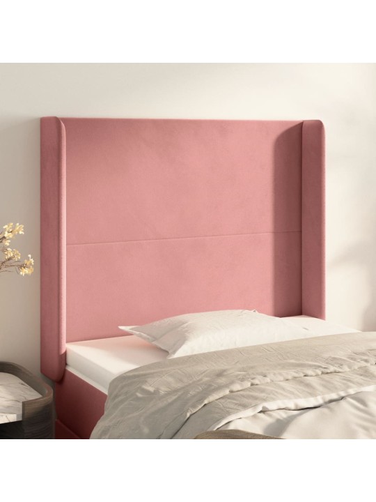 Voodipeats servadega, roosa, 83x16x118/128 cm, samet