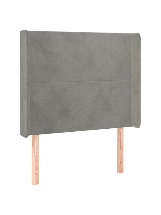 Voodipeats servadega, helehall, 93x16x118/128 cm, samet