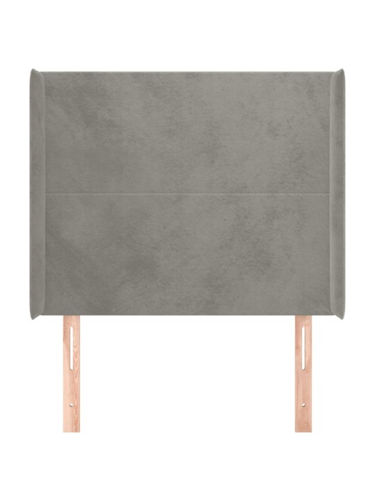 Voodipeats servadega, helehall, 93x16x118/128 cm, samet