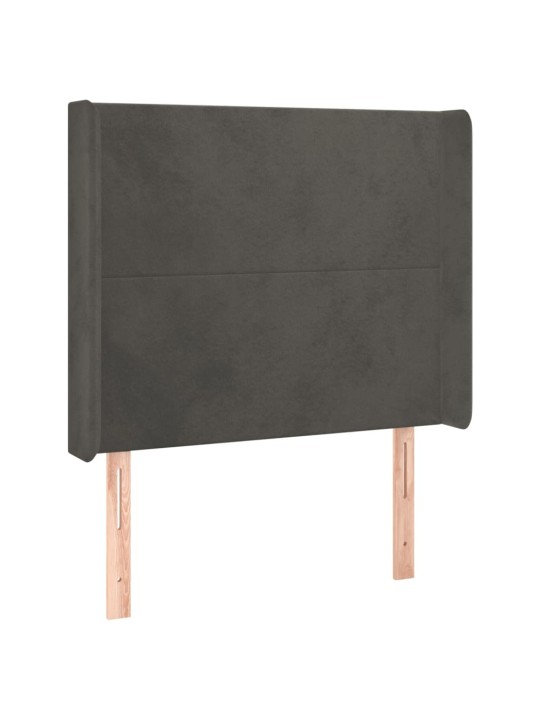 Voodipeats servadega, tumehall, 93x16x118/128 cm, samet