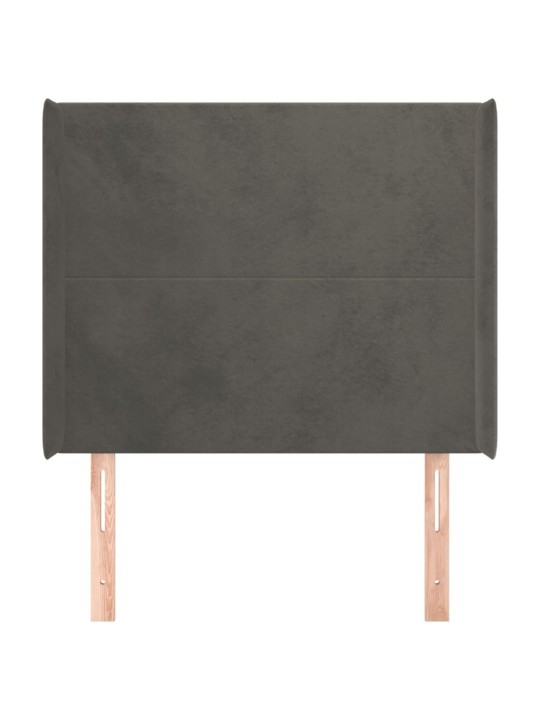 Voodipeats servadega, tumehall, 93x16x118/128 cm, samet