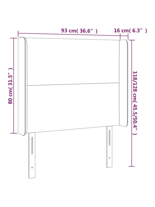 Voodipeats servadega, tumehall, 93x16x118/128 cm, samet