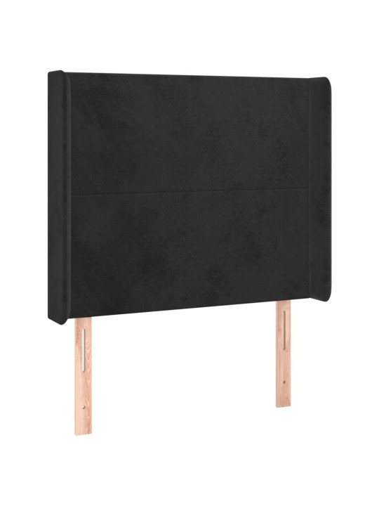 Voodipeats servadega, must, 93x16x118/128 cm, samet