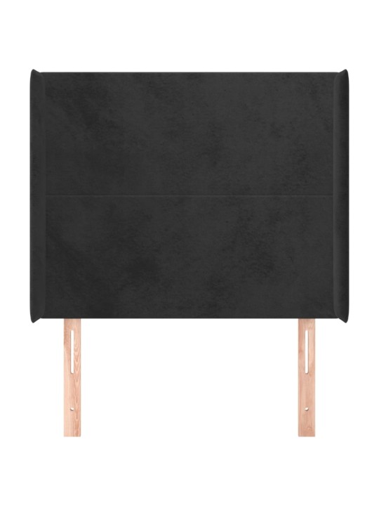 Voodipeats servadega, must, 93x16x118/128 cm, samet