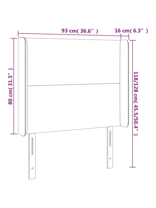 Voodipeats servadega, must, 93x16x118/128 cm, samet
