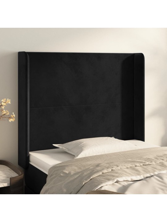 Voodipeats servadega, must, 93x16x118/128 cm, samet