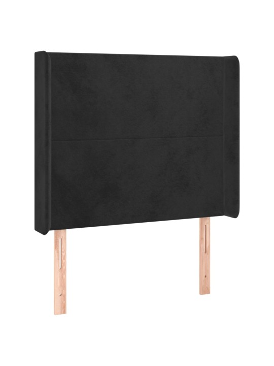 Voodipeats servadega, must, 103x16x118/128 cm, samet