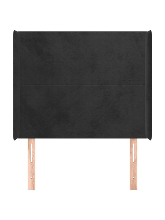 Voodipeats servadega, must, 103x16x118/128 cm, samet