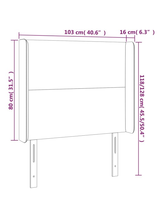 Voodipeats servadega, tumeroheline, 103x16x118/128 cm, samet