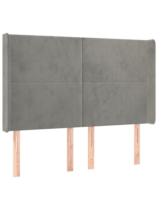 Voodipeats servadega, helehall, 147x16x118/128 cm, samet