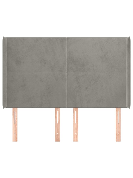 Voodipeats servadega, helehall, 147x16x118/128 cm, samet