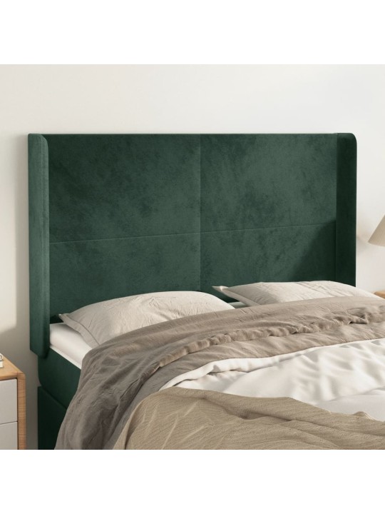 Voodipeats servadega, tumeroheline, 147x16x118/128 cm, samet