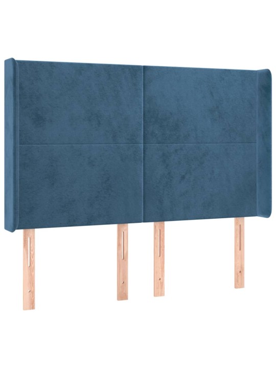 Voodipeats servadega, tumesinine, 147x16x118/128 cm, samet