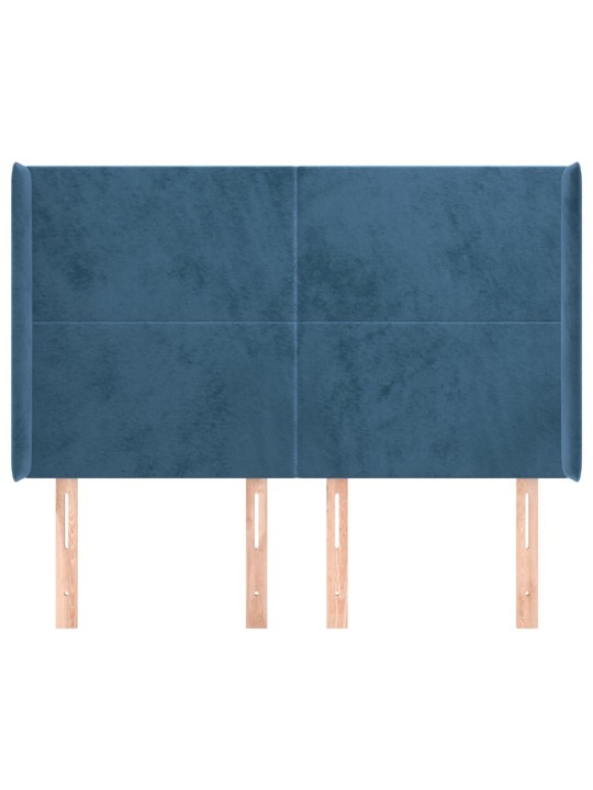 Voodipeats servadega, tumesinine, 147x16x118/128 cm, samet