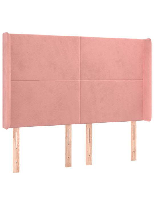 Voodipeats servadega, roosa, 147x16x118/128 cm, samet