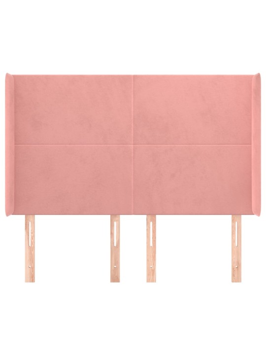 Voodipeats servadega, roosa, 147x16x118/128 cm, samet