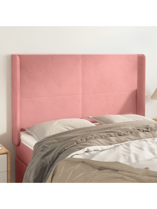 Voodipeats servadega, roosa, 147x16x118/128 cm, samet