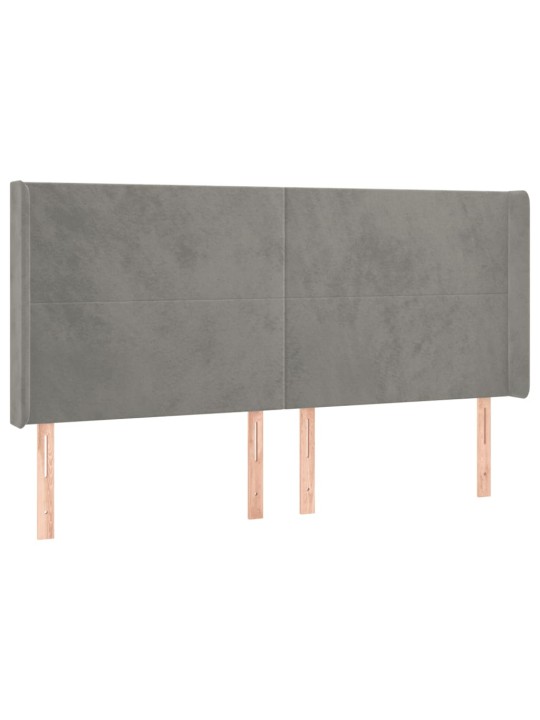 Voodipeats servadega, helehall, 163x16x118/128 cm, samet