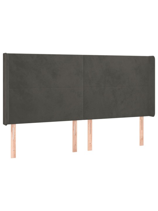 Voodipeats servadega, tumehall, 163x16x118/128 cm, samet