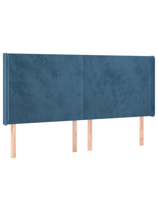 Voodipeats servadega, tumesinine, 163x16x118/128 cm, samet