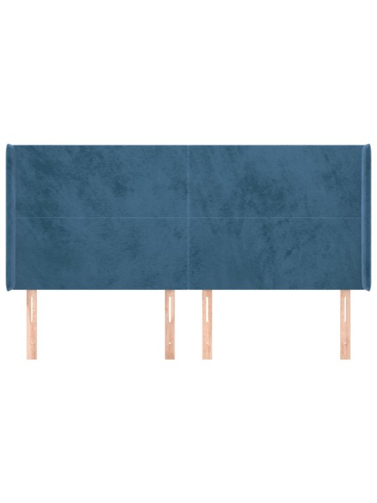 Voodipeats servadega, tumesinine, 163x16x118/128 cm, samet