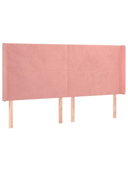 Voodipeats servadega, roosa, 163x16x118/128 cm, samet
