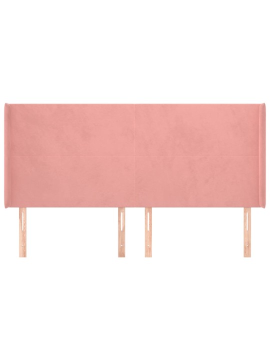 Voodipeats servadega, roosa, 163x16x118/128 cm, samet