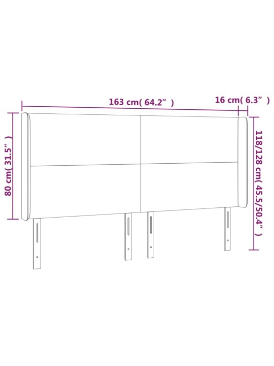 Voodipeats servadega, roosa, 163x16x118/128 cm, samet