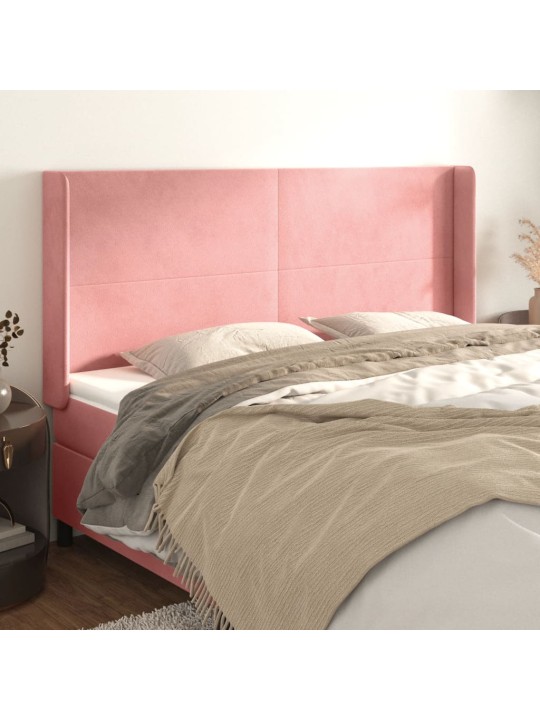 Voodipeats servadega, roosa, 163x16x118/128 cm, samet