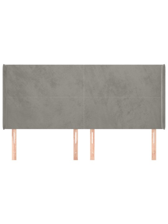 Voodipeats servadega, helehall, 183x16x118/128 cm, samet