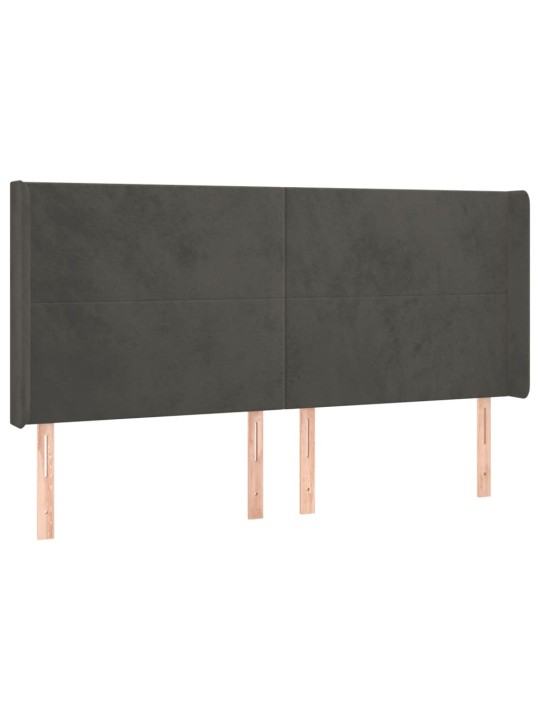 Voodipeats servadega, tumehall, 183x16x118/128 cm, samet