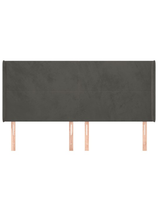 Voodipeats servadega, tumehall, 183x16x118/128 cm, samet