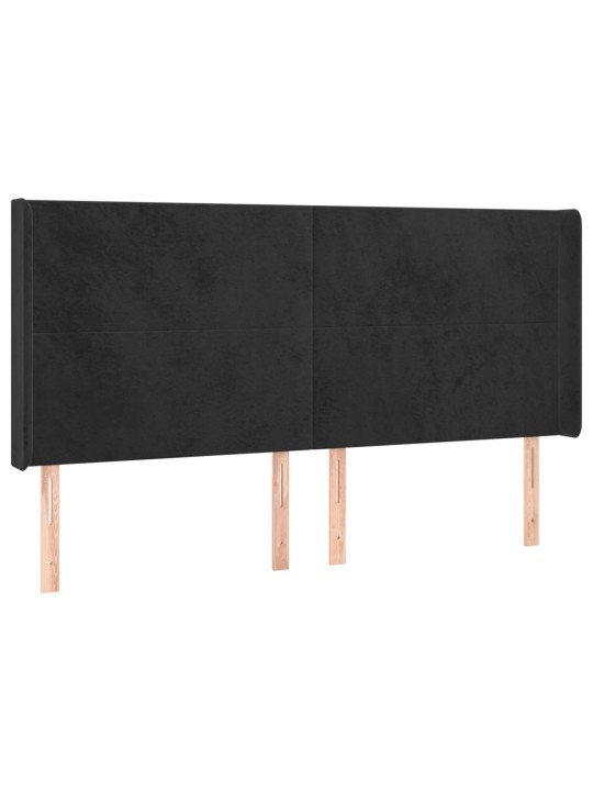 Voodipeats servadega, must, 183x16x118/128 cm, samet