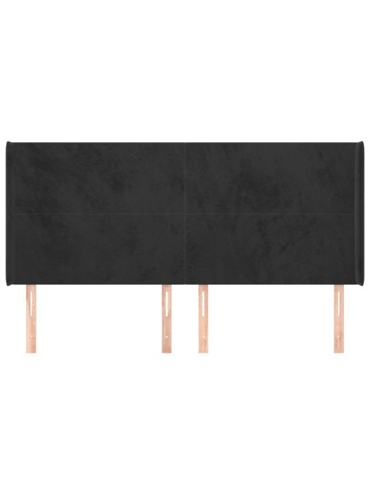 Voodipeats servadega, must, 183x16x118/128 cm, samet
