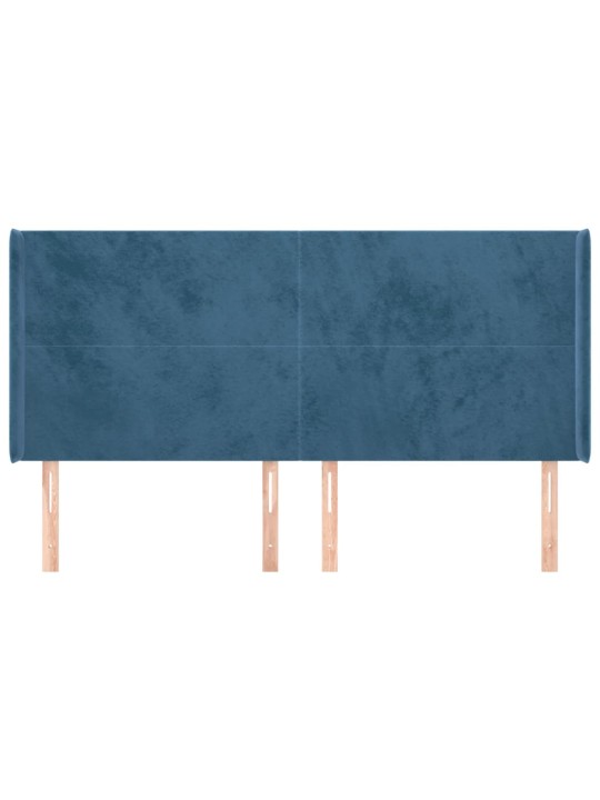 Voodipeats servadega, tumesinine, 183x16x118/128 cm, samet