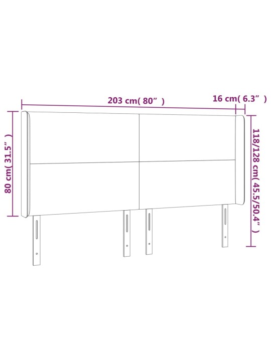 Voodipeats servadega, must, 203x16x118/128 cm, samet